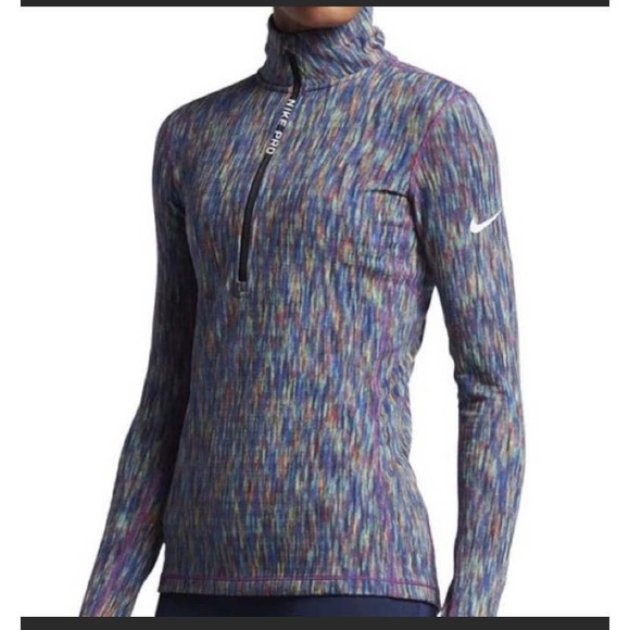 Nike Tops - Nike pro hyper warm half zip pull over multicolor SZ S